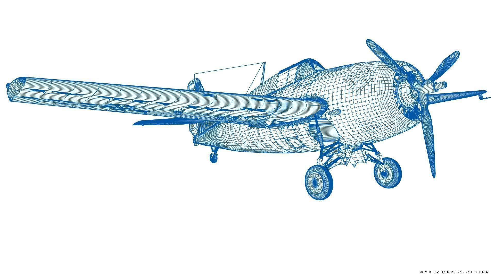 F4F-3 WILDCAT 41F4 Low-poly 3D model_65