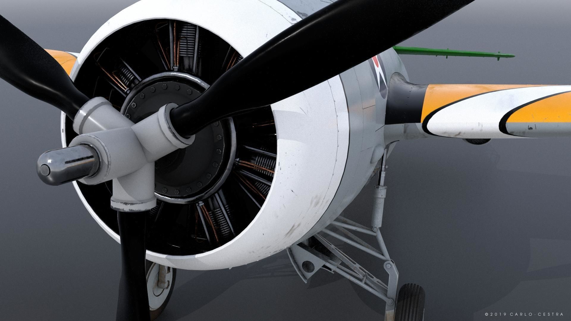 F4F-3 WILDCAT 41F4 Low-poly 3D model_14