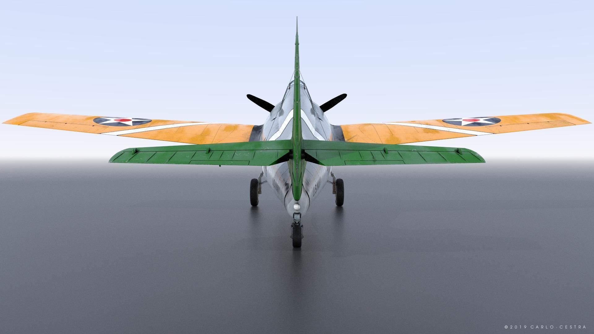 F4F-3 WILDCAT 41F4 Low-poly 3D model_10