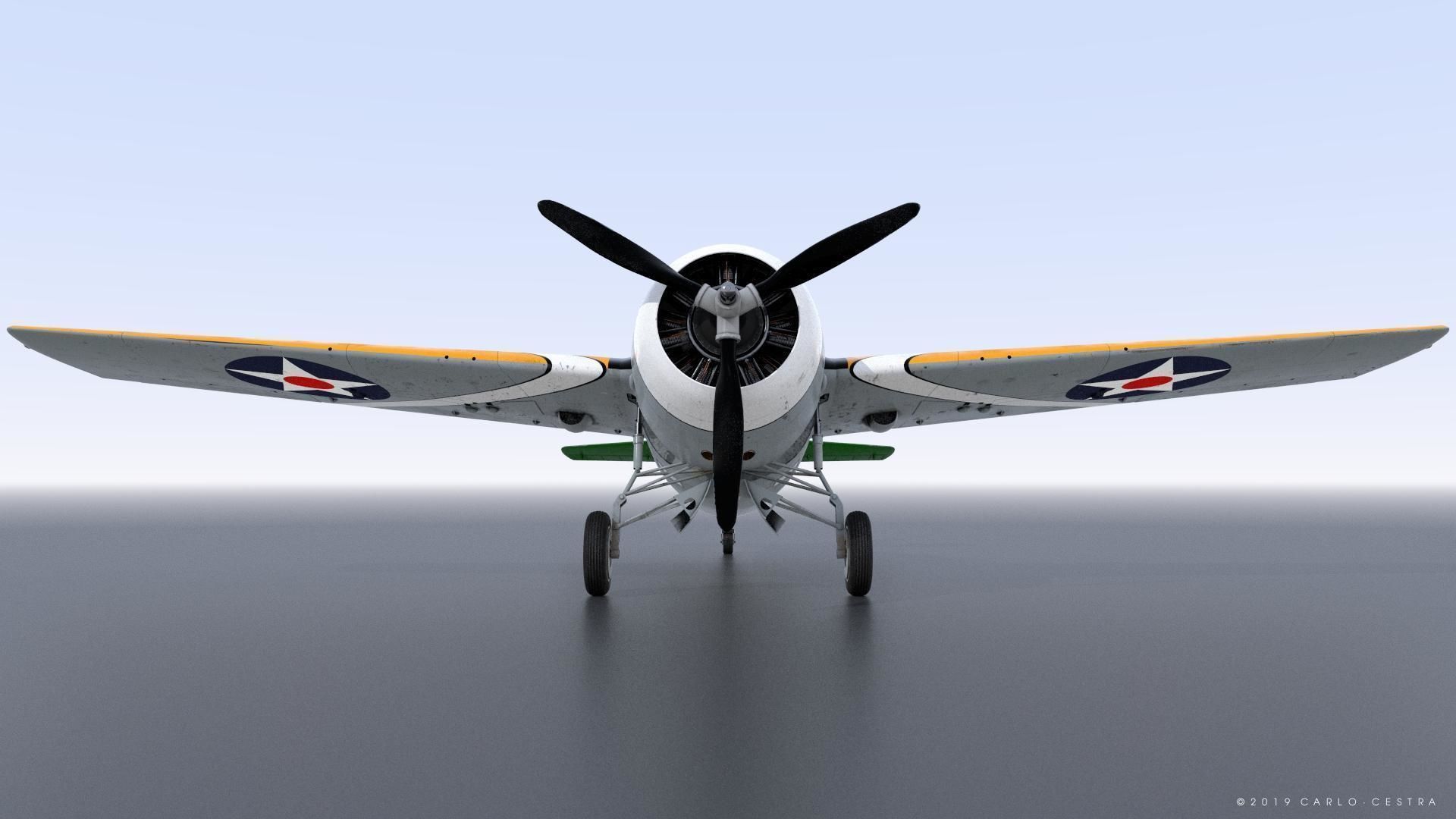 F4F-3 WILDCAT 41F4 Low-poly 3D model_13