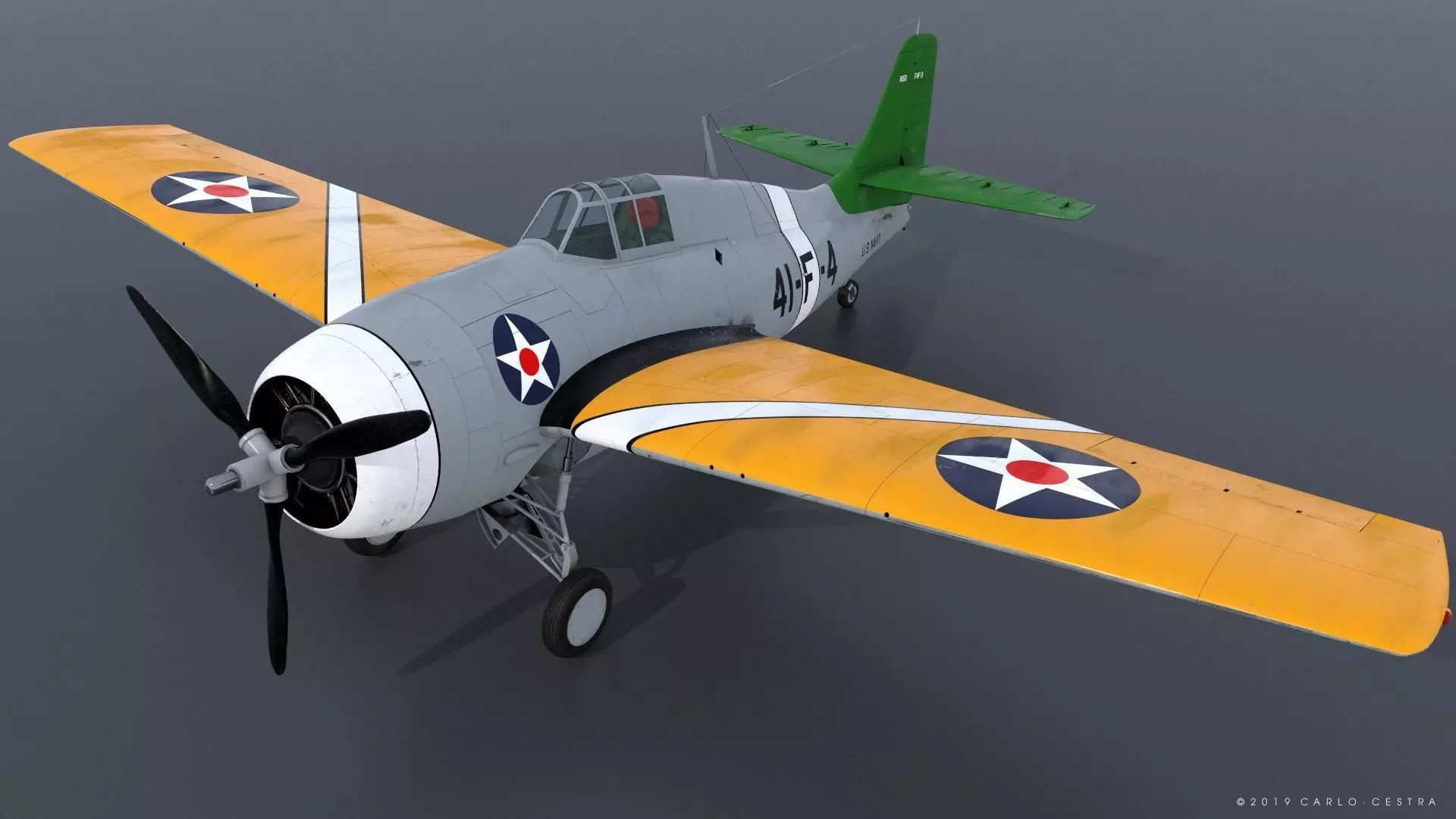 F4F-3 WILDCAT 41F4 Low-poly 3D model_0