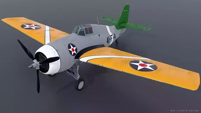 F4F-3 WILDCAT 41F4 Low-poly 3D model