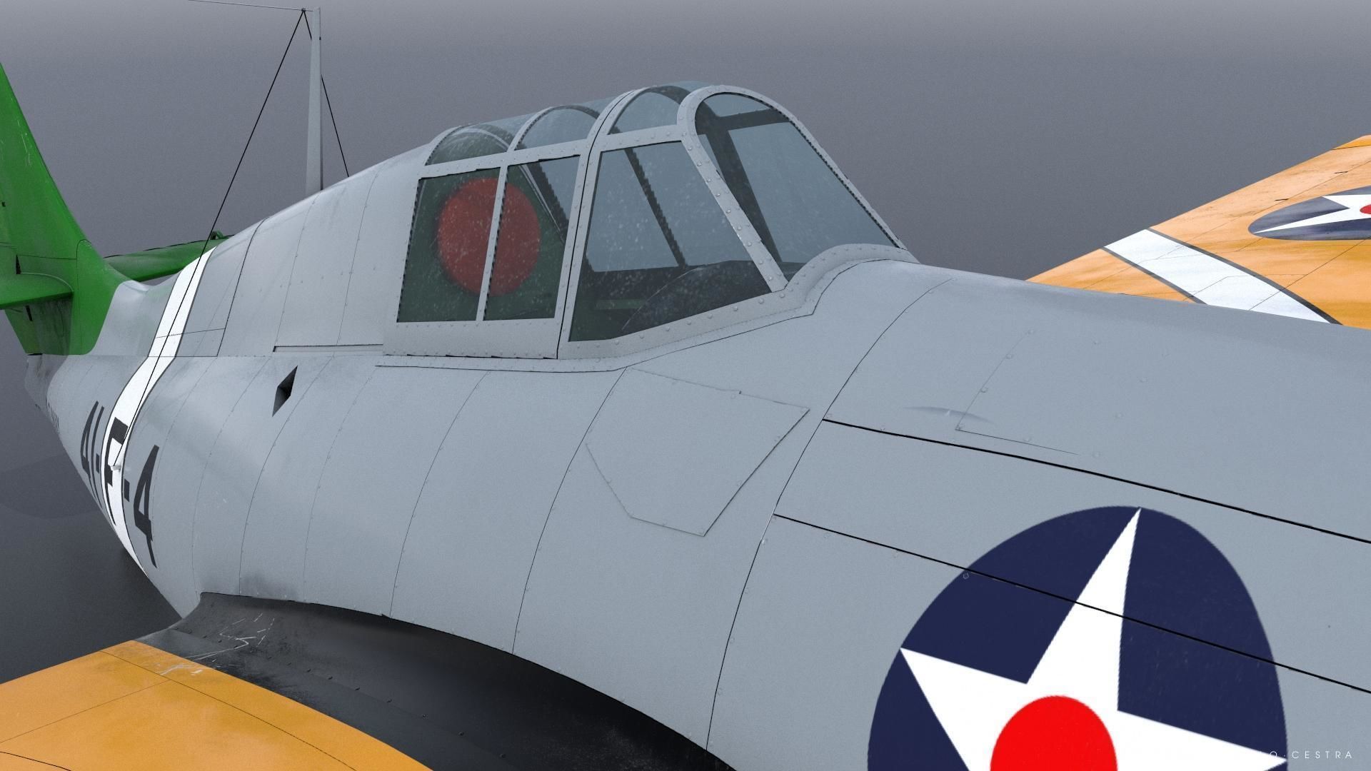 F4F-3 WILDCAT 41F4 Low-poly 3D model_4