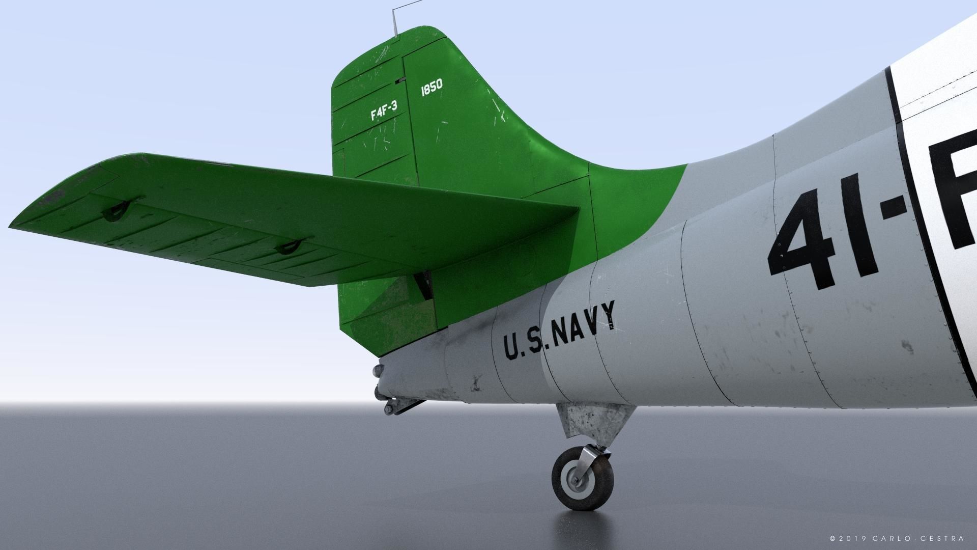 F4F-3 WILDCAT 41F4 Low-poly 3D model_7