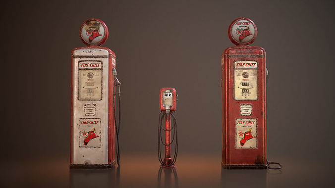 Old Gas And Air Pumps Low-poly 3D model