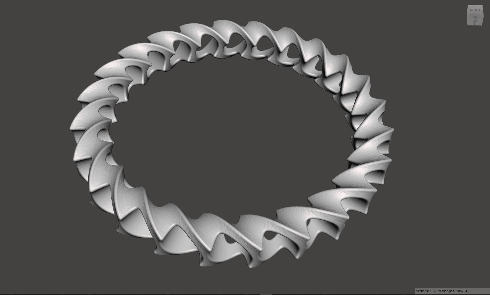 Bangle spiral ring 3D print model_4