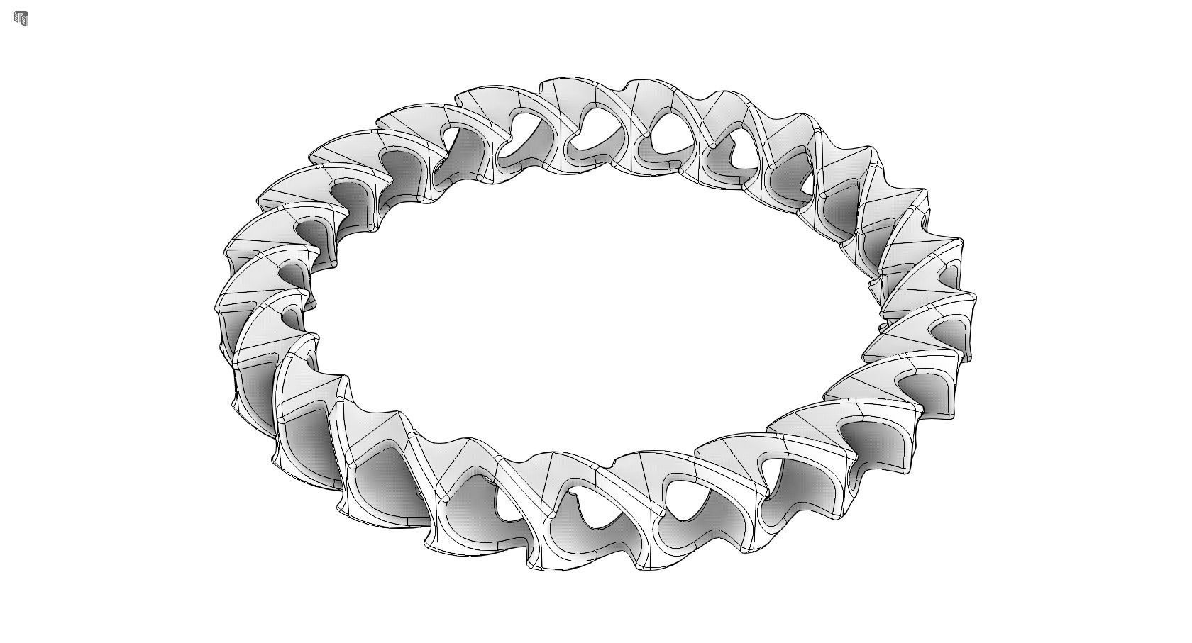 Bangle spiral ring 3D print model_9