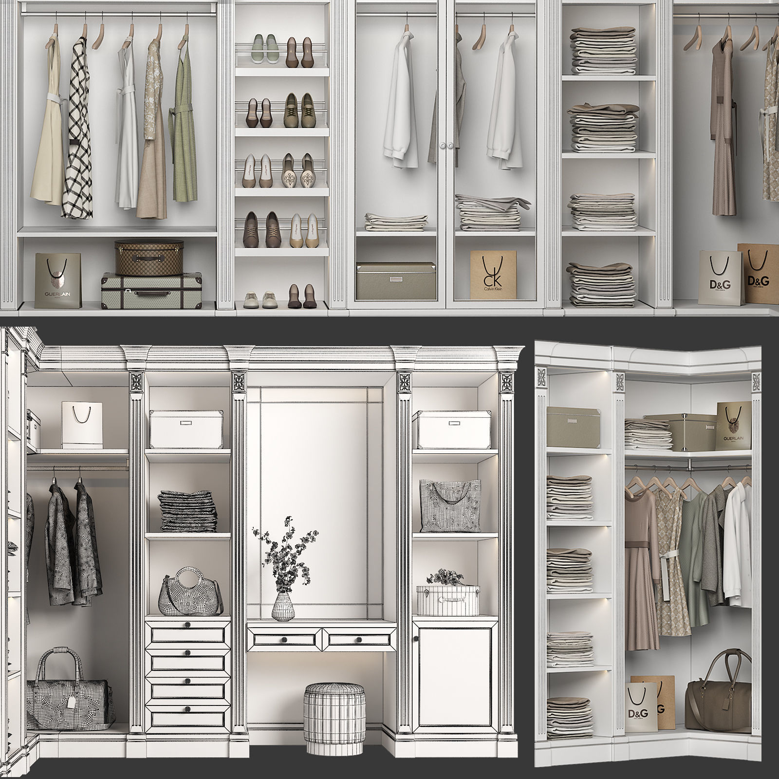 Classic Walk-in closet 91 3D model_2