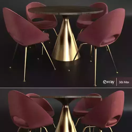 Silhouette Pedestal Round Dining Table 3D model