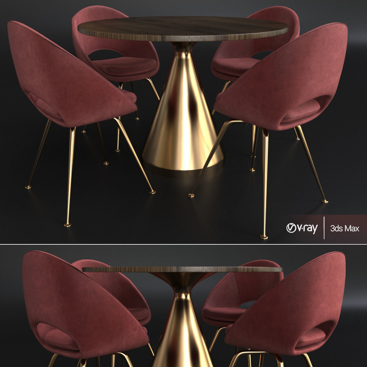 Silhouette Pedestal Round Dining Table 3D model CGTrader