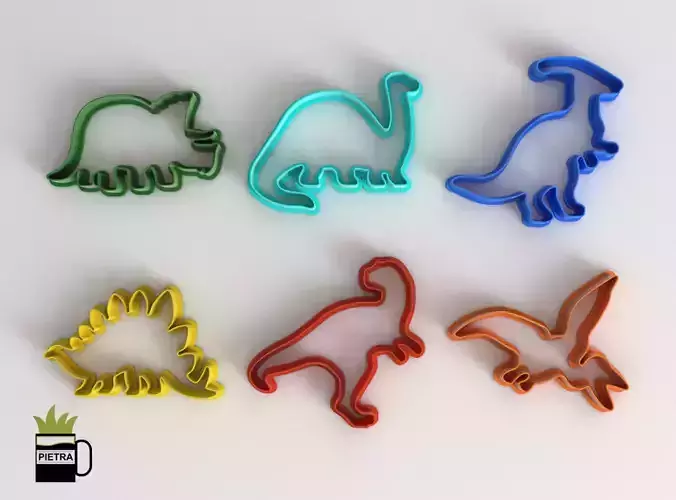 Molde cortante de galletas fondant de Dinosaurios impresion 3D 3D print model
