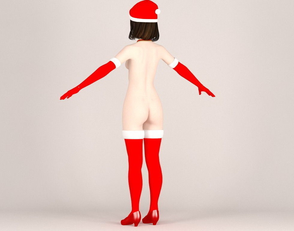  T pose nonrigged model of Mariko in Christmas costume V02 3D model_17