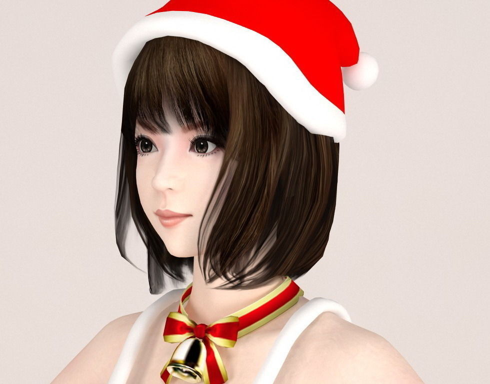  T pose nonrigged model of Mariko in Christmas costume V02 3D model_2