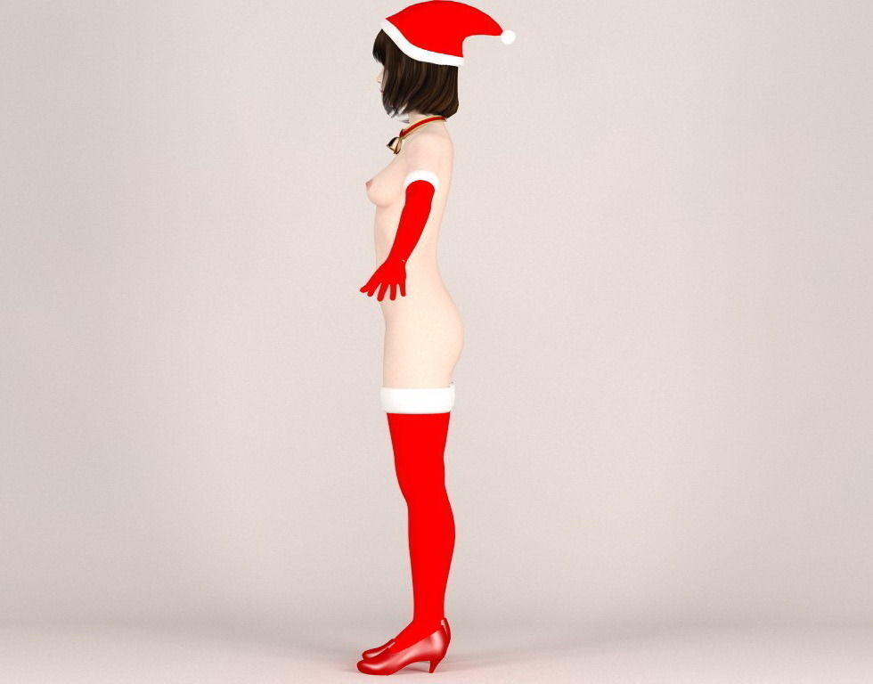  T pose nonrigged model of Mariko in Christmas costume V02 3D model_13
