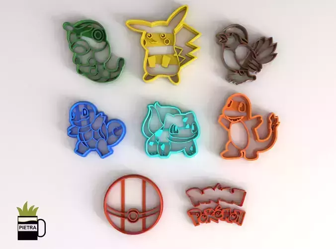 Molde cortante de galletas fondant de pokemon impresion 3D  3D print model