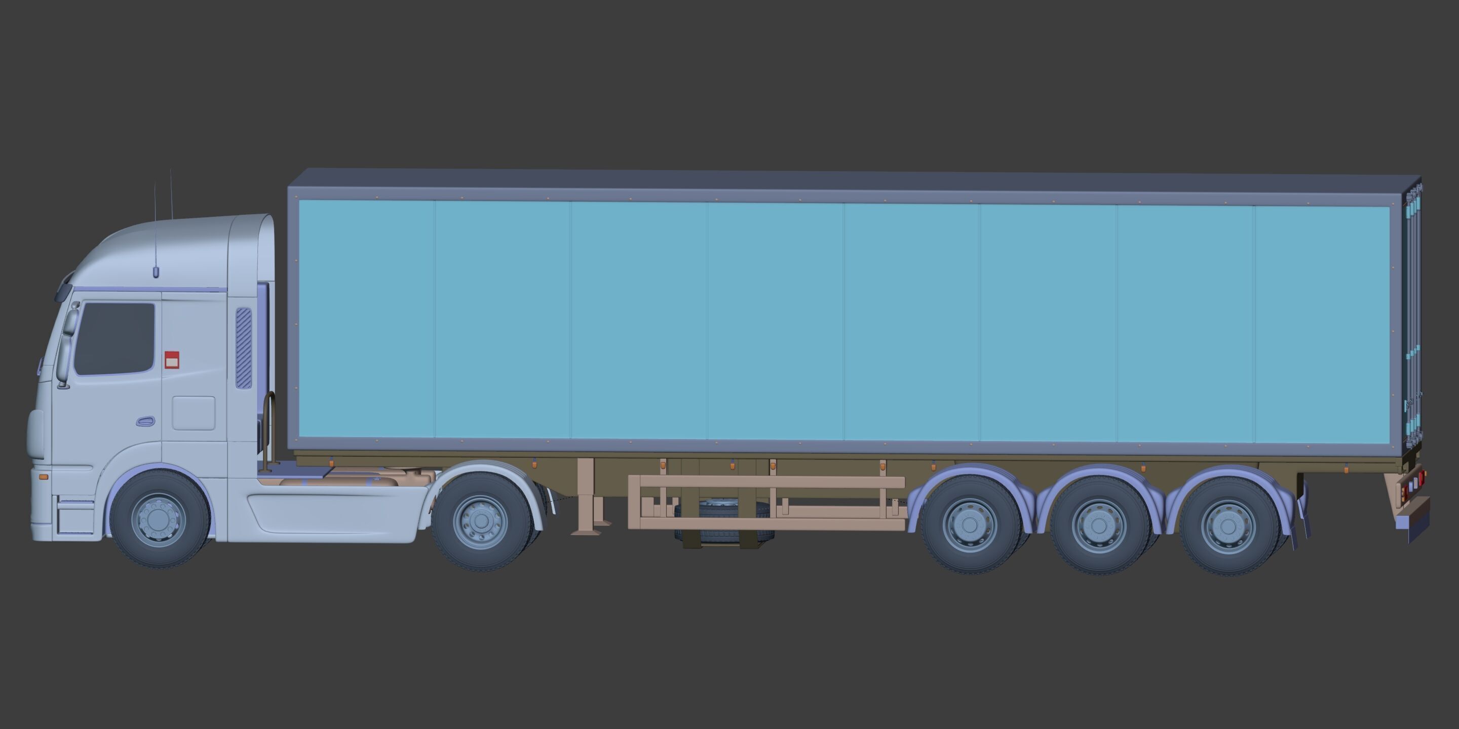 Generic  Container - Box Truck - Semi Trailer 3D model_5