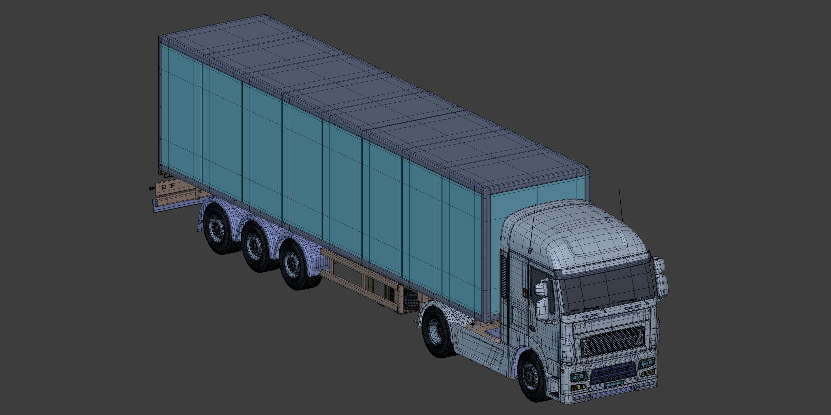 Generic  Container - Box Truck - Semi Trailer 3D model_10
