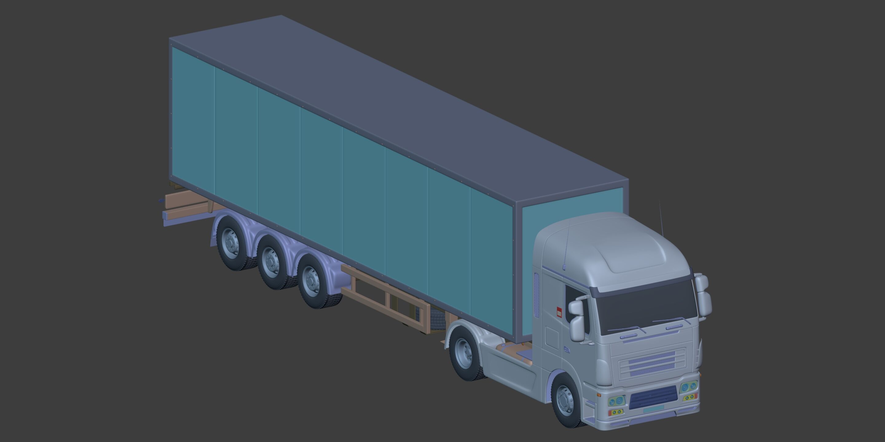 Generic  Container - Box Truck - Semi Trailer 3D model_9