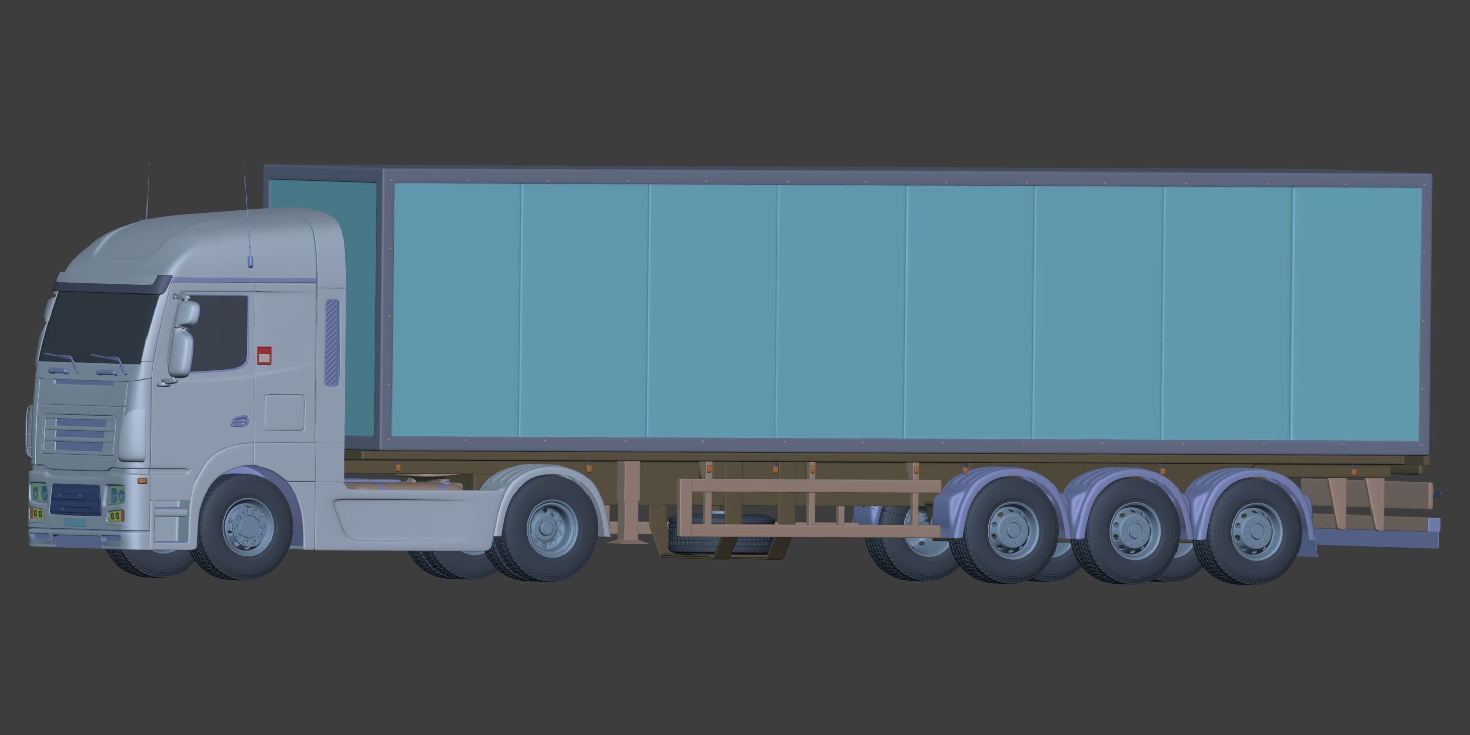 Generic  Container - Box Truck - Semi Trailer 3D model_3