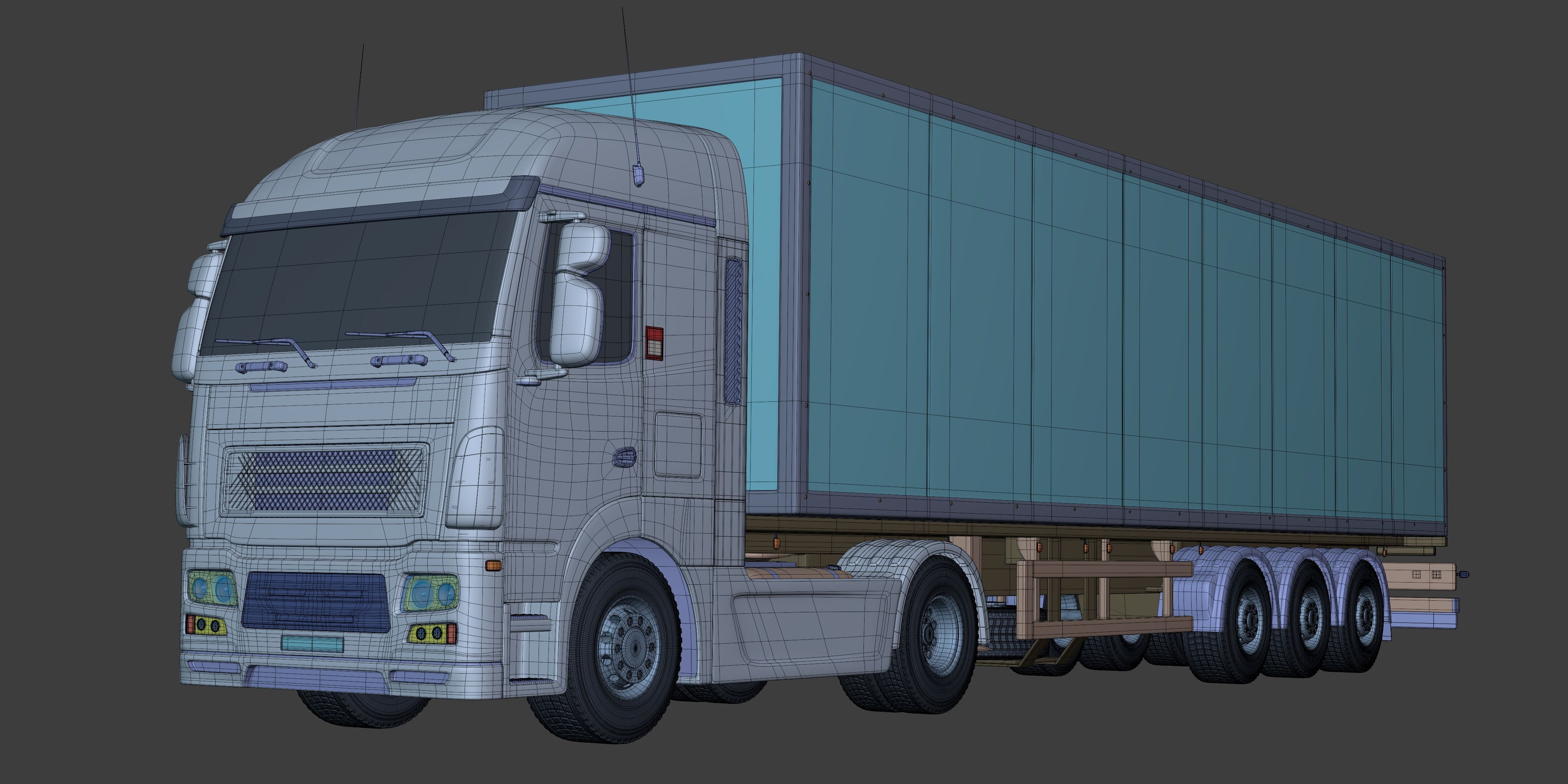 Generic  Container - Box Truck - Semi Trailer 3D model_2