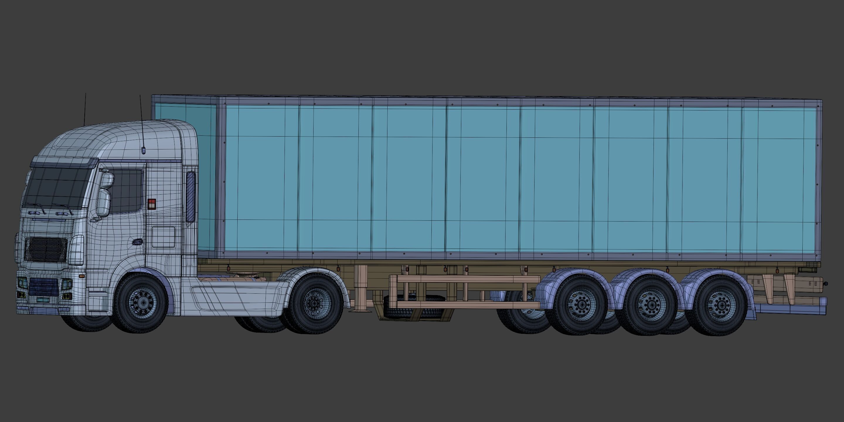 Generic  Container - Box Truck - Semi Trailer 3D model_4