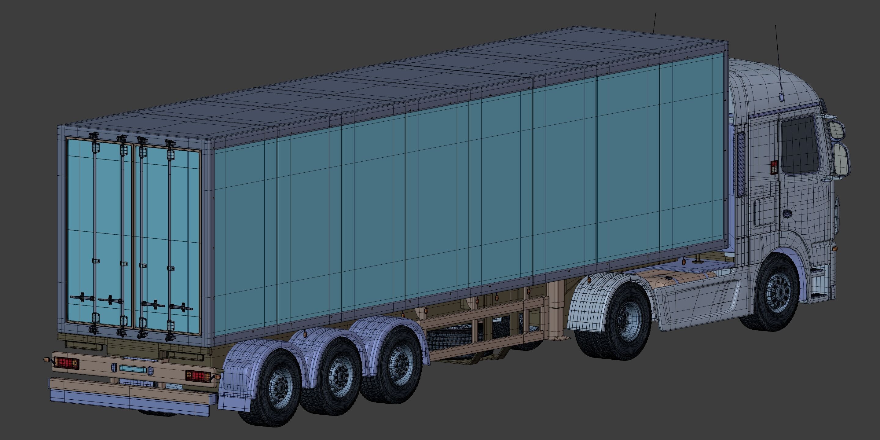 Generic  Container - Box Truck - Semi Trailer 3D model_12