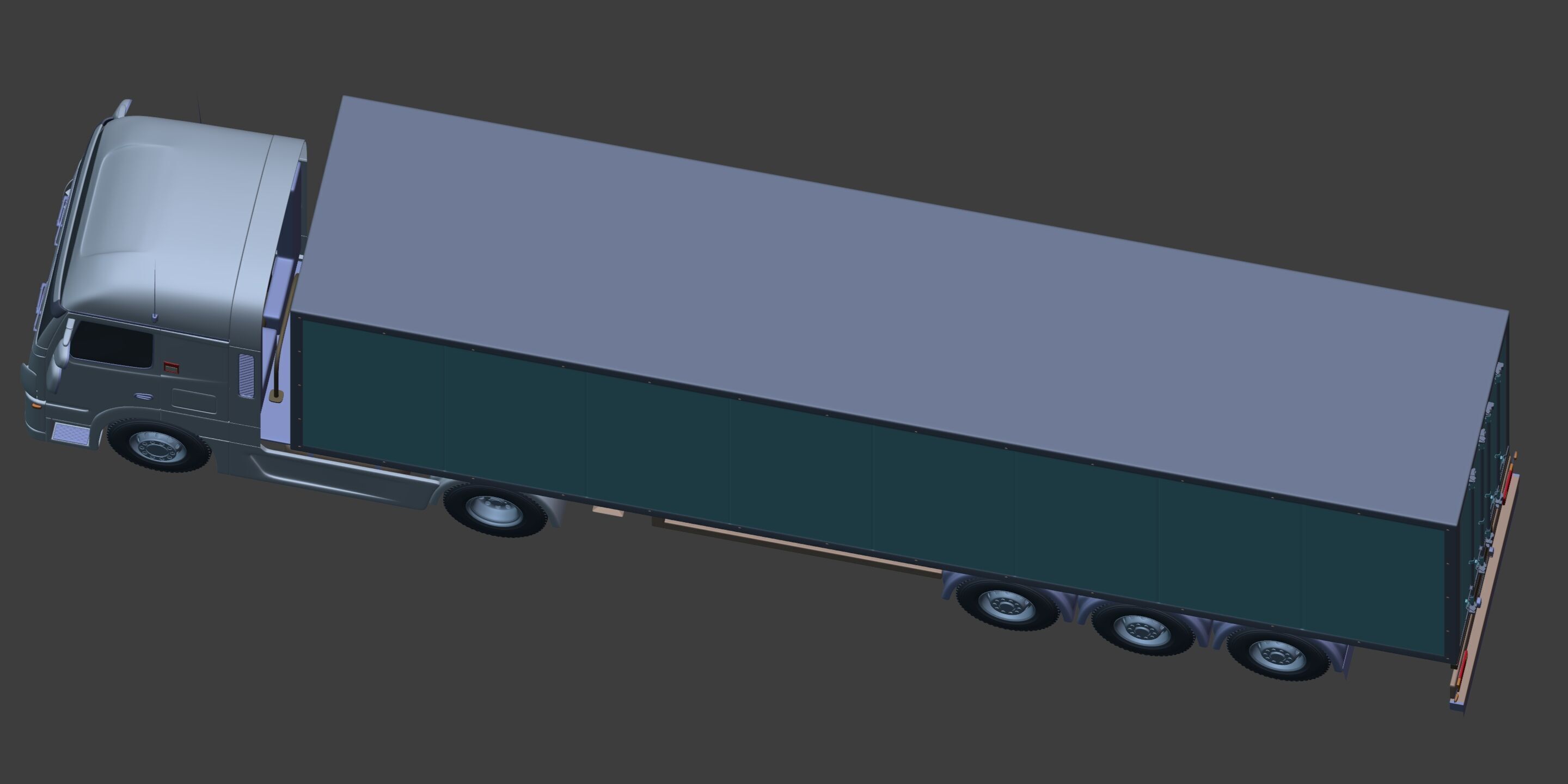 Generic  Container - Box Truck - Semi Trailer 3D model_13