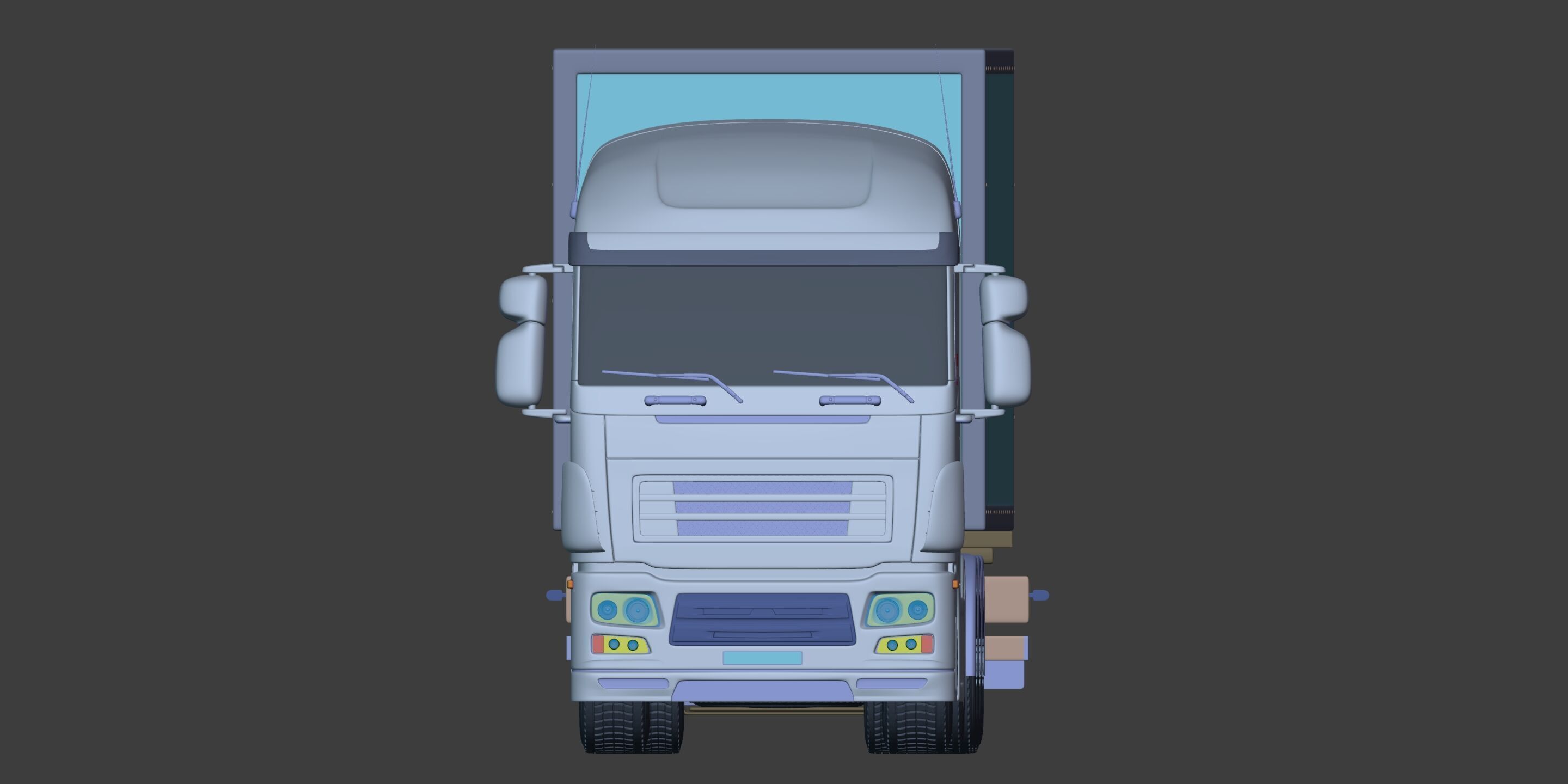 Generic  Container - Box Truck - Semi Trailer 3D model_7