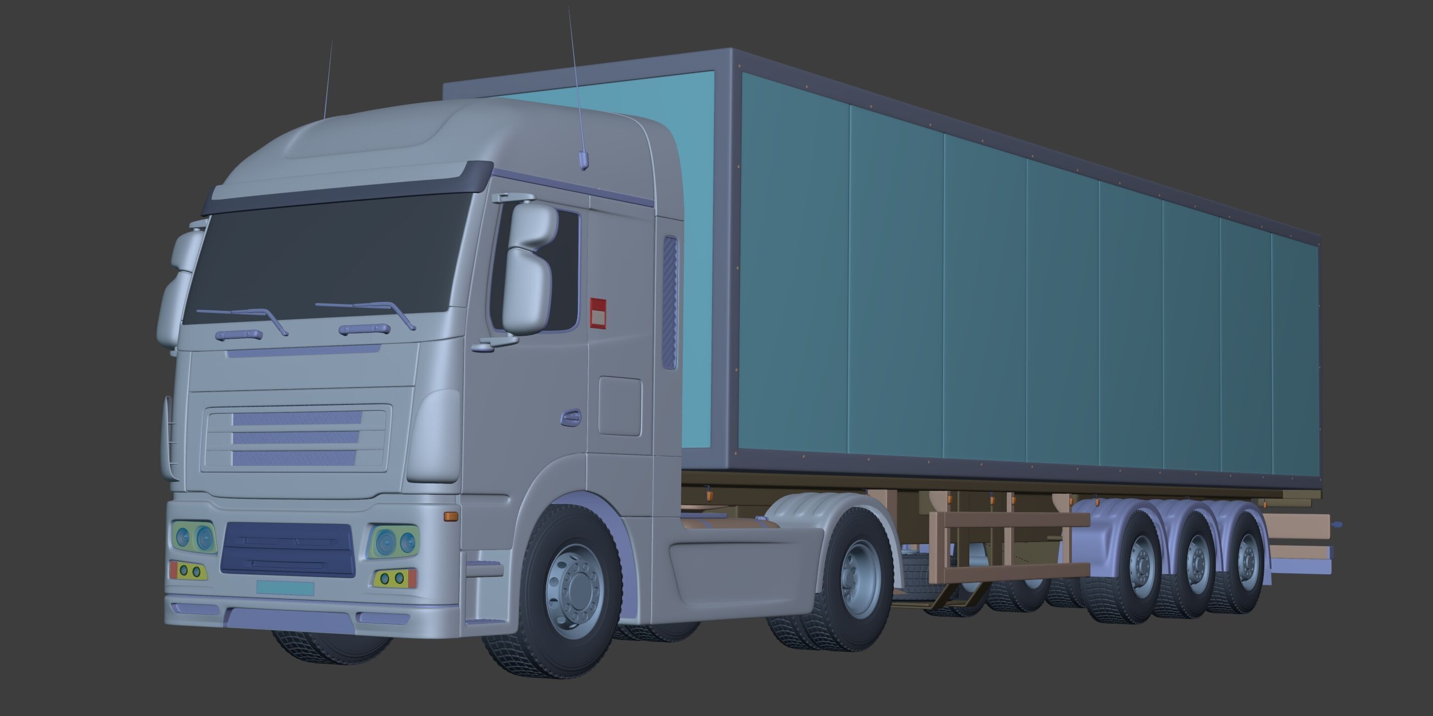 Generic  Container - Box Truck - Semi Trailer 3D model_1