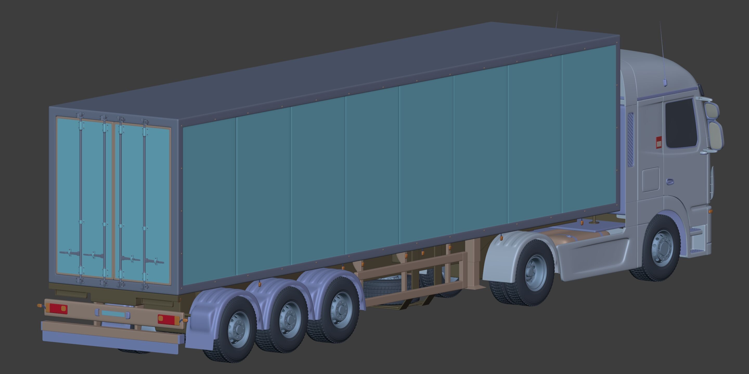 Generic  Container - Box Truck - Semi Trailer 3D model_11