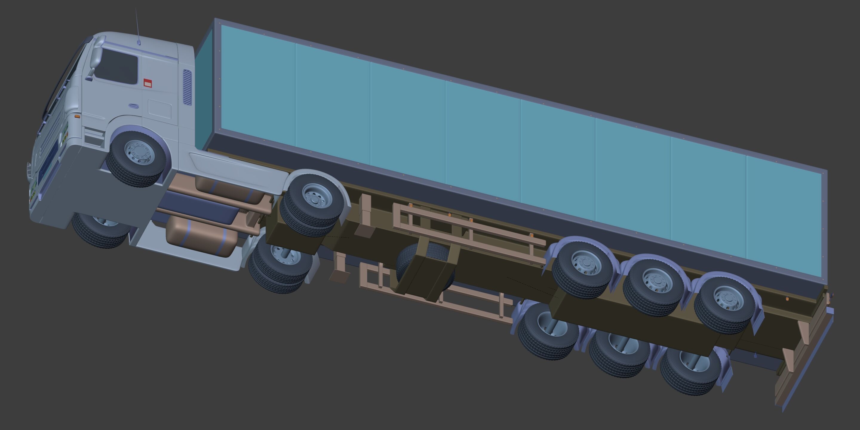 Generic  Container - Box Truck - Semi Trailer 3D model_15