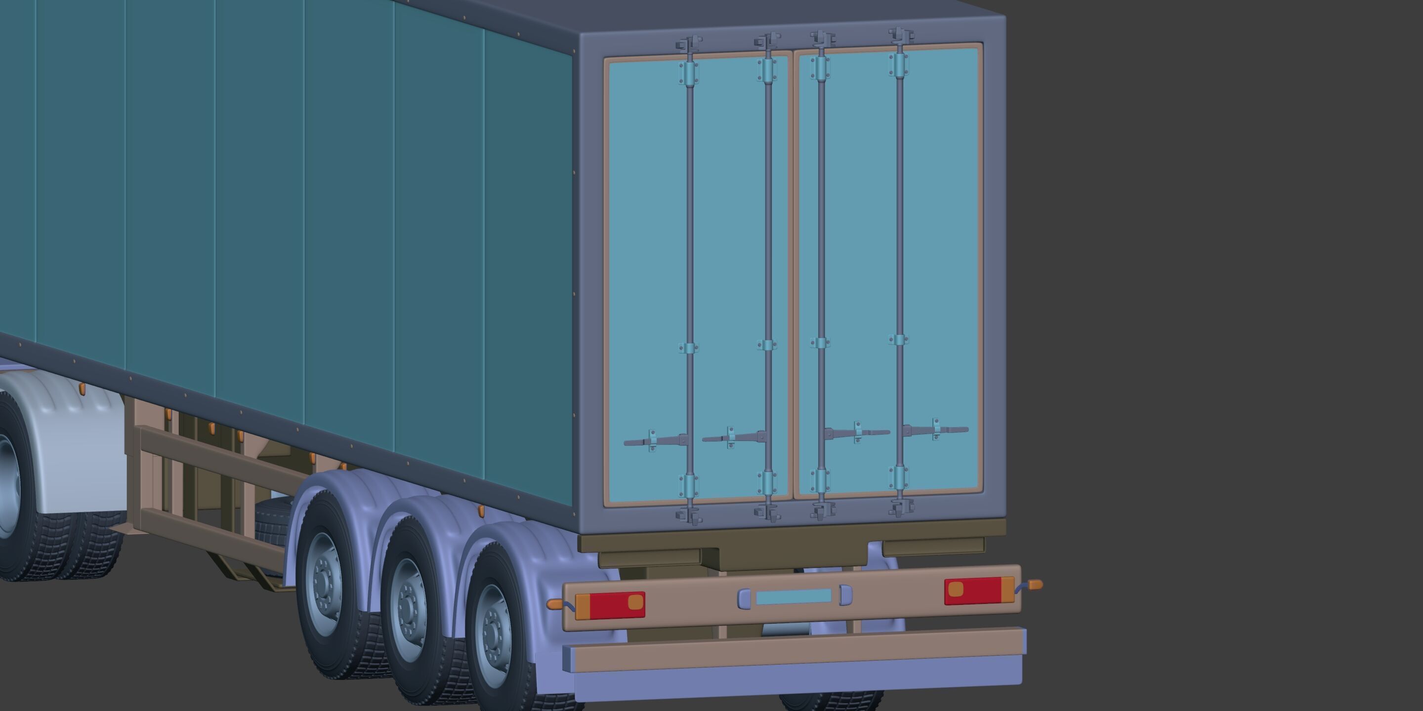 Generic  Container - Box Truck - Semi Trailer 3D model_25