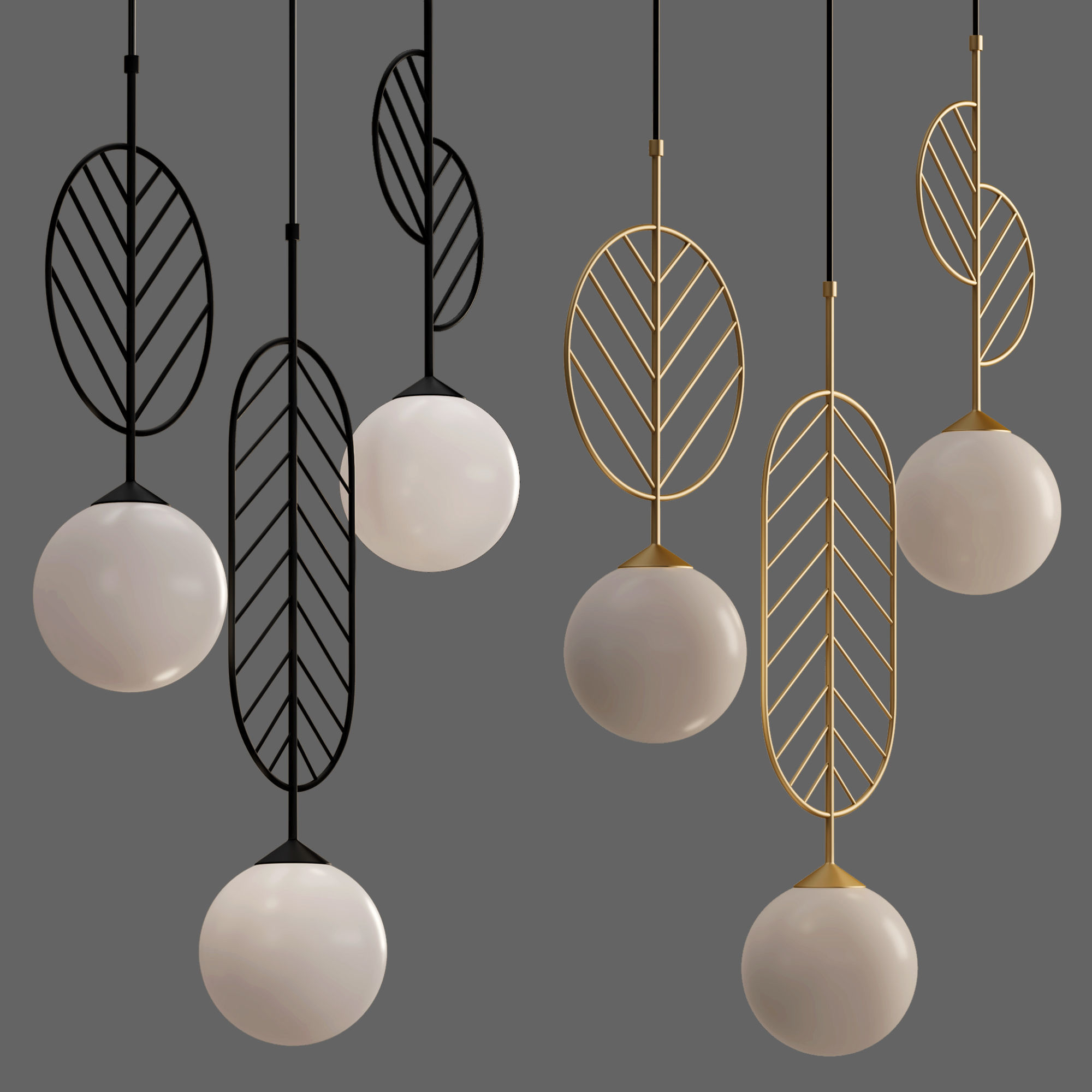 light-03 leaf pendant lamp 3D model_2