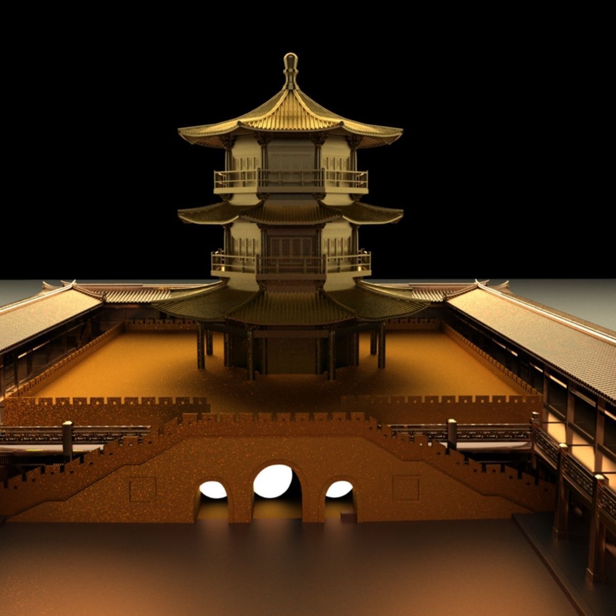 Chinese ancient house 3D model_1