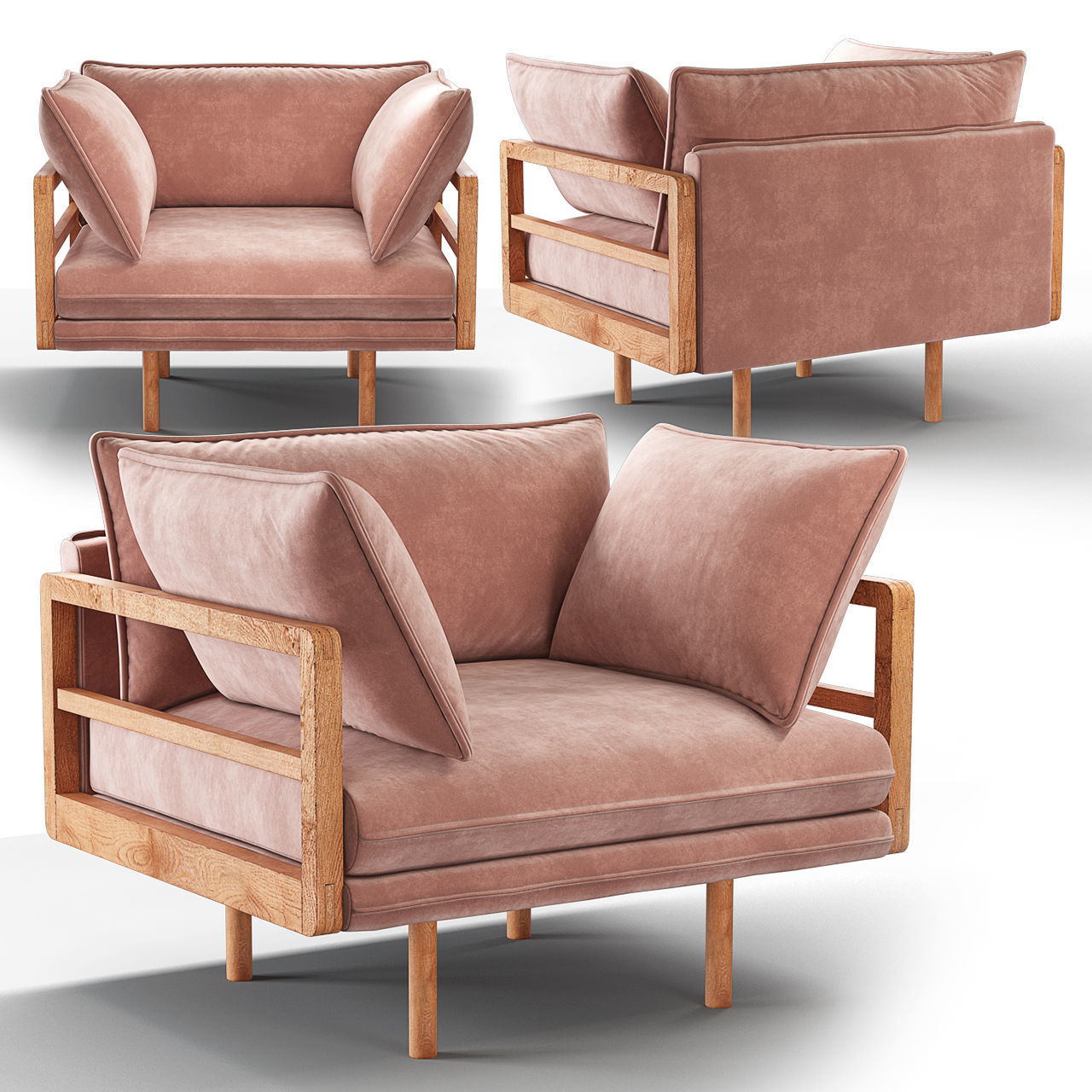 Purple Armchair 3D model_6