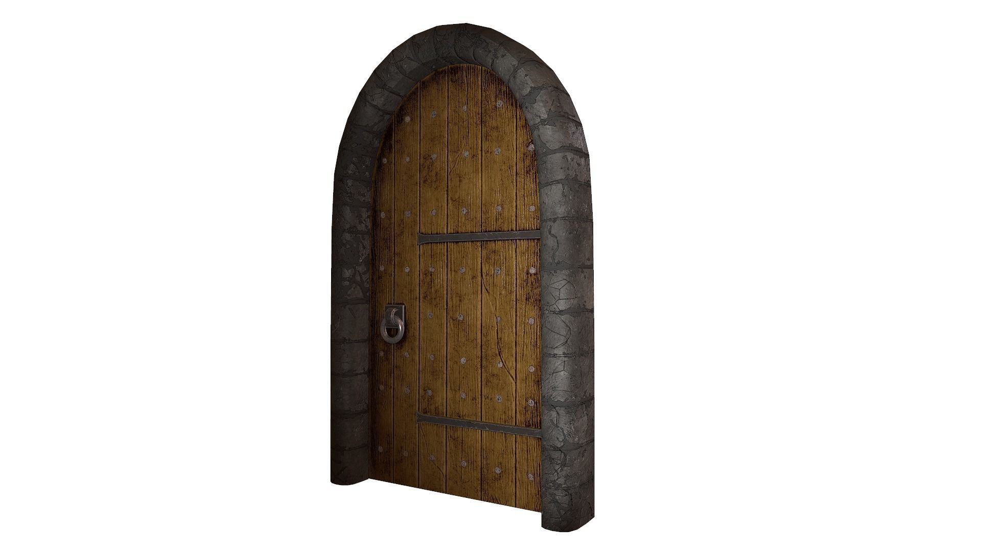 Ancient Medieval door Low-poly 3D model_3