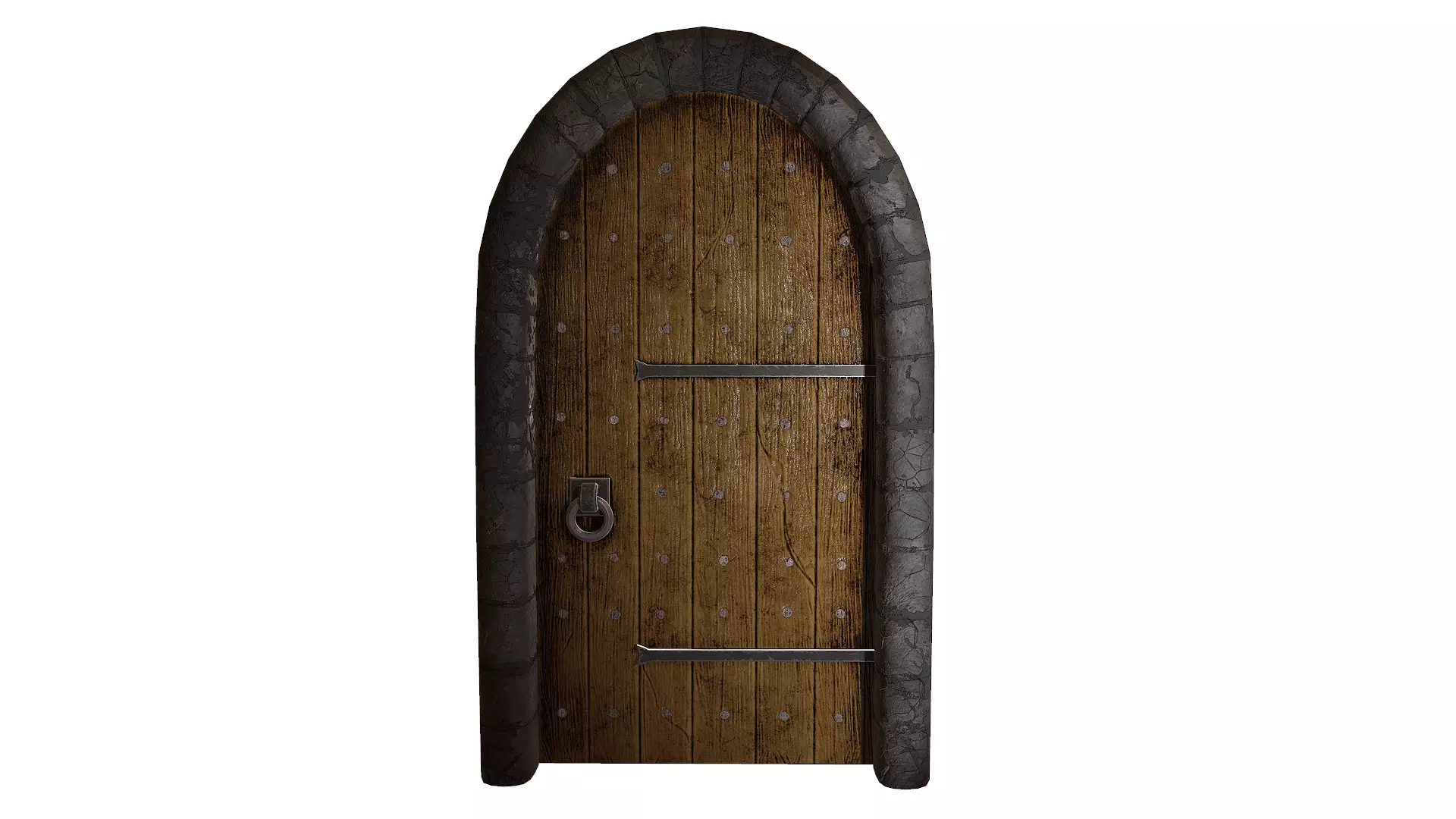 Ancient Medieval door Low-poly 3D model_0