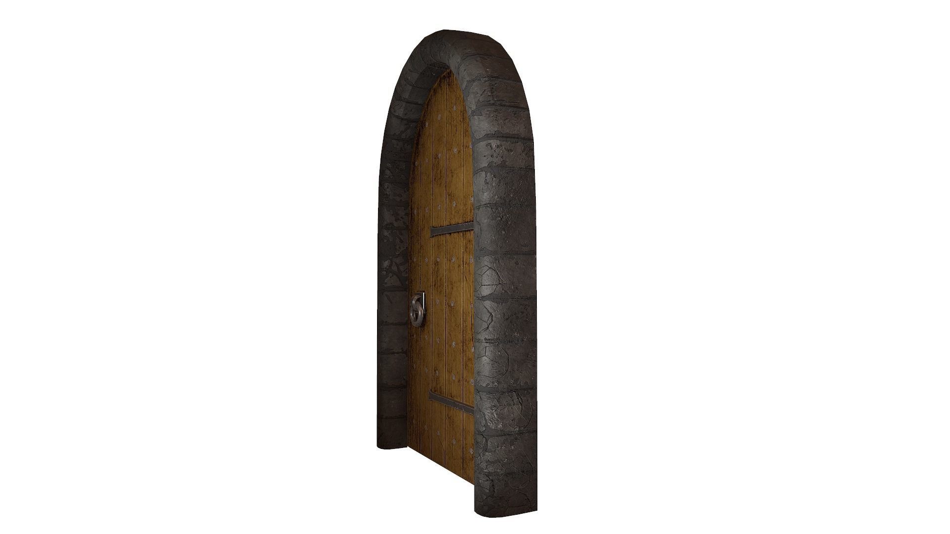 Ancient Medieval door Low-poly 3D model_2