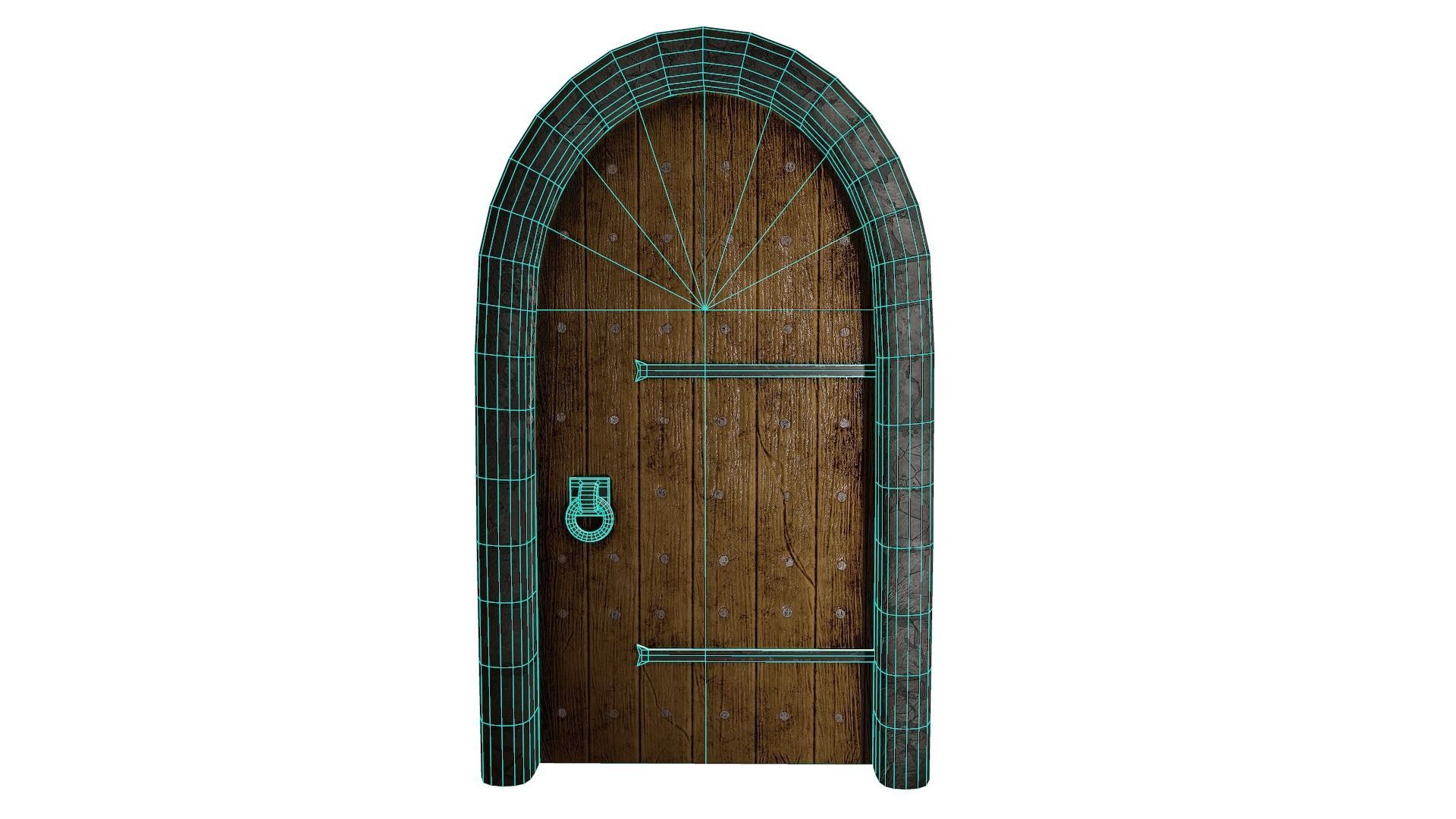 Ancient Medieval door Low-poly 3D model_5