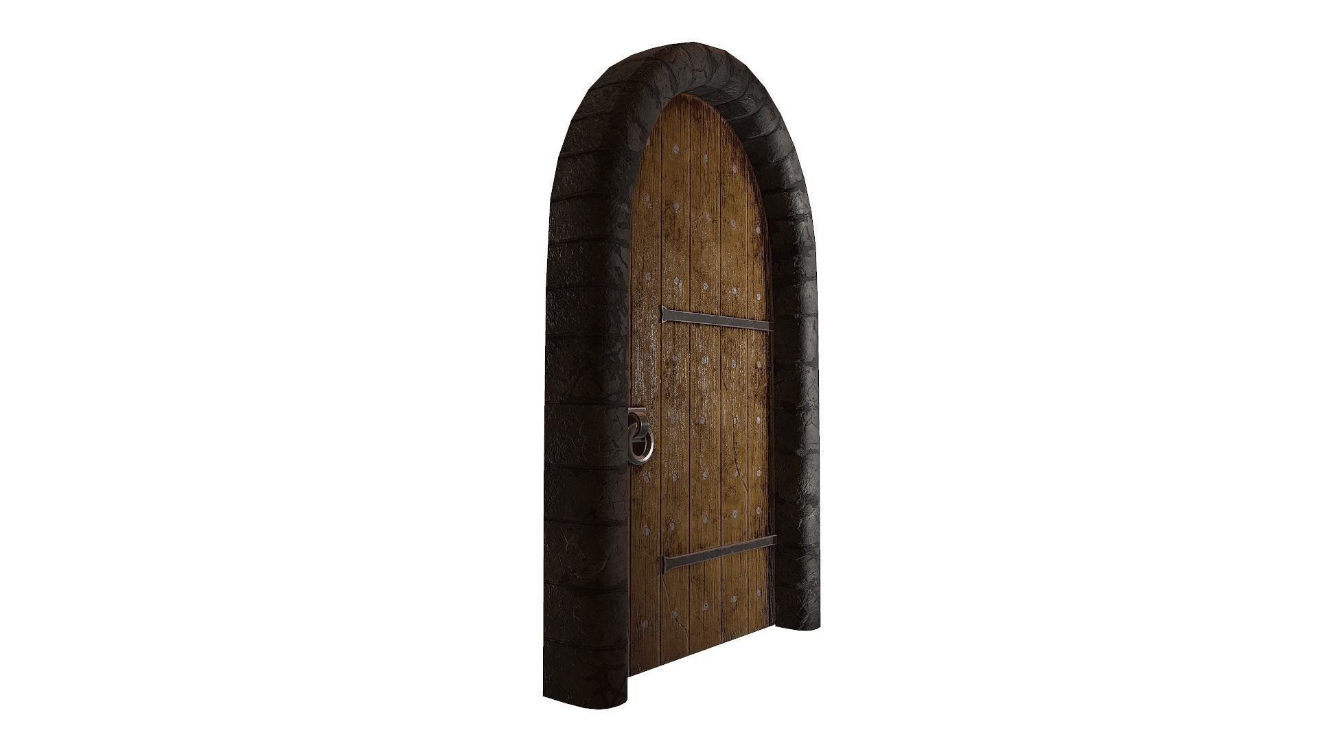 Ancient Medieval door Low-poly 3D model_4