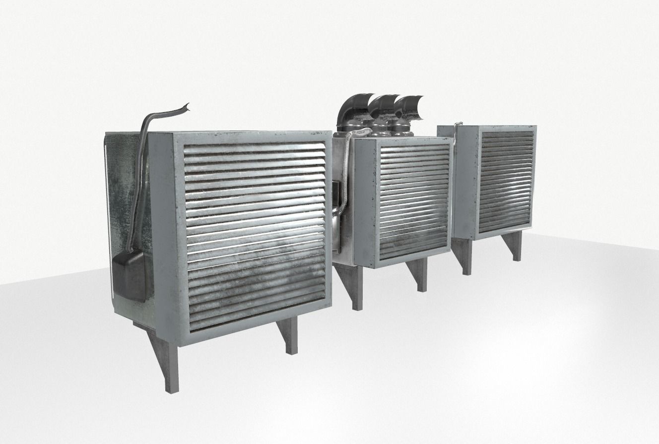 Industrial Exhaust Fans and vents pack Low-poly 3D model_14