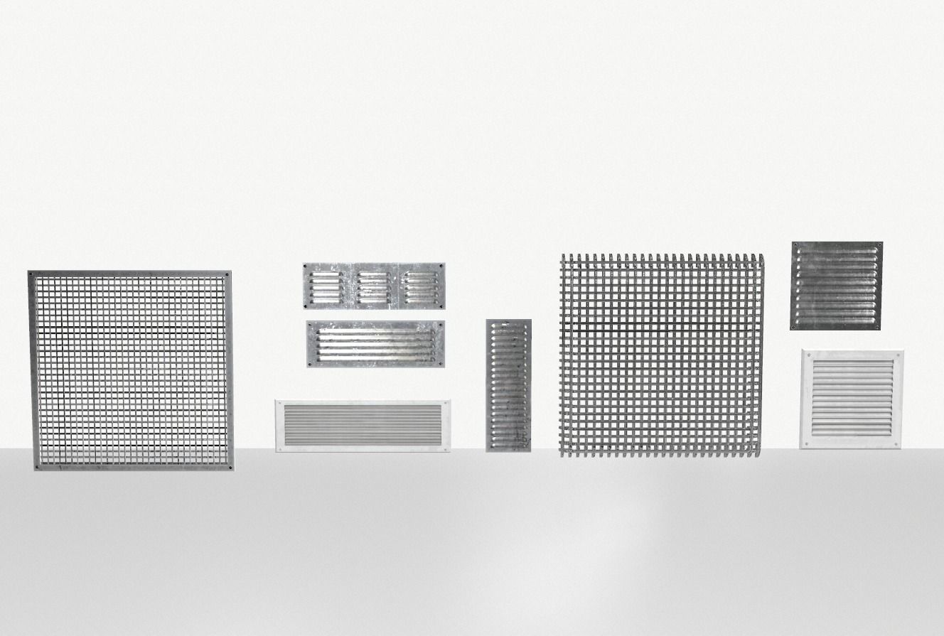 Industrial Exhaust Fans and vents pack Low-poly 3D model_2