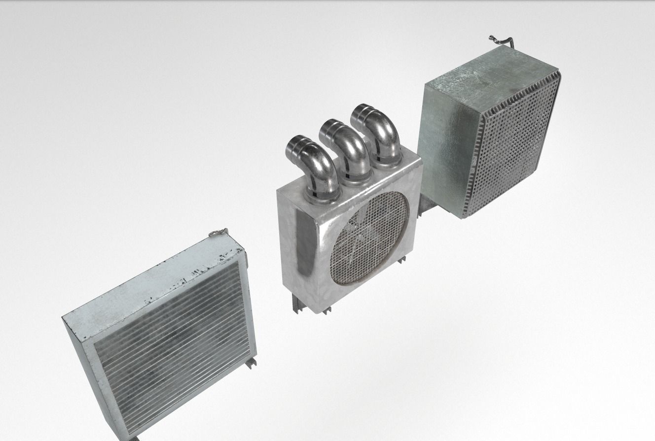 Industrial Exhaust Fans and vents pack Low-poly 3D model_10