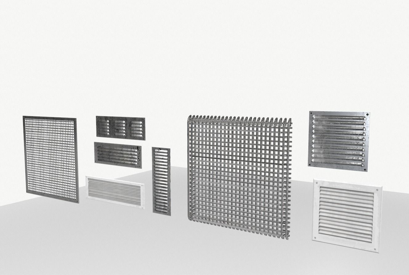 Industrial Exhaust Fans and vents pack Low-poly 3D model_7