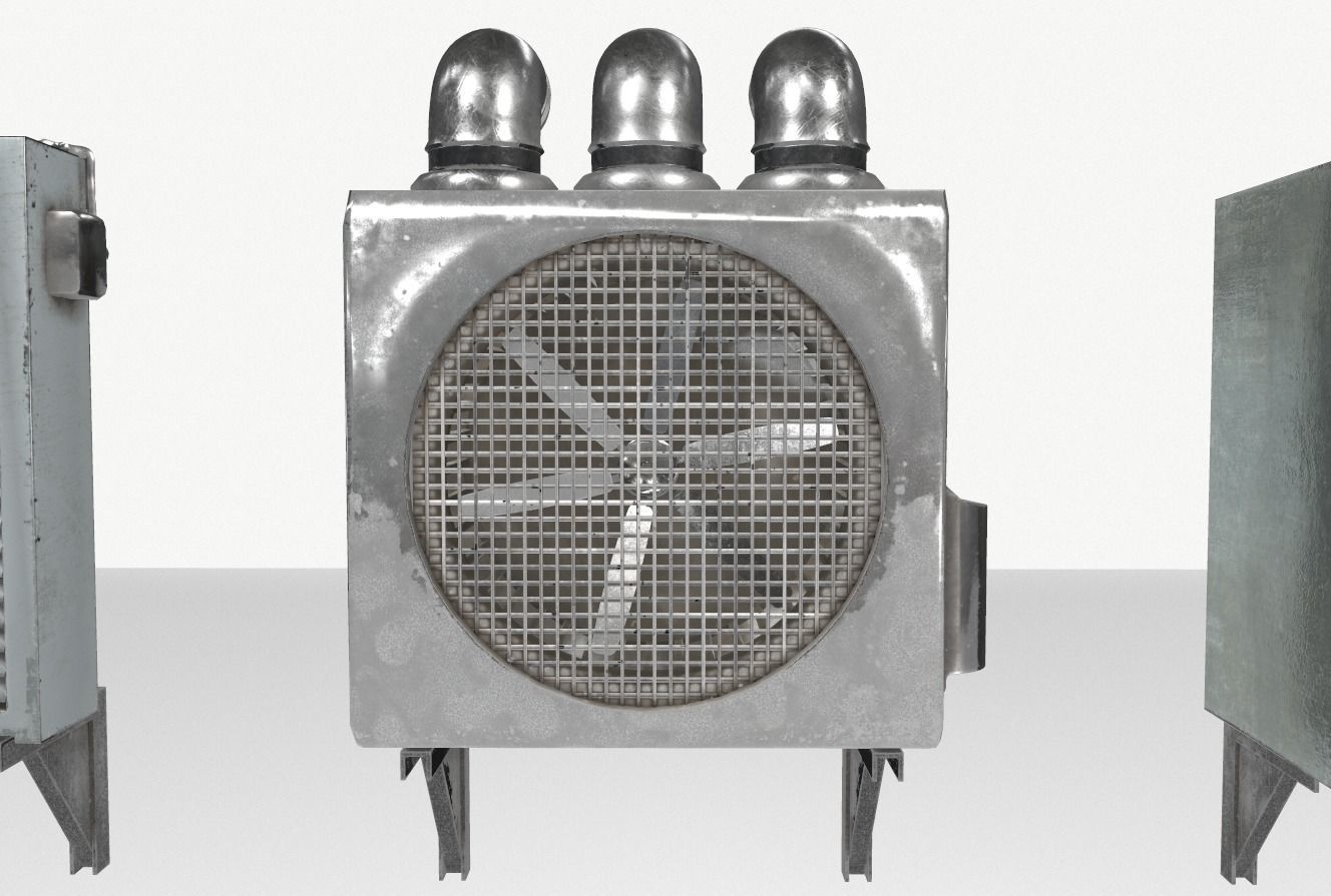 Industrial Exhaust Fans and vents pack Low-poly 3D model_5