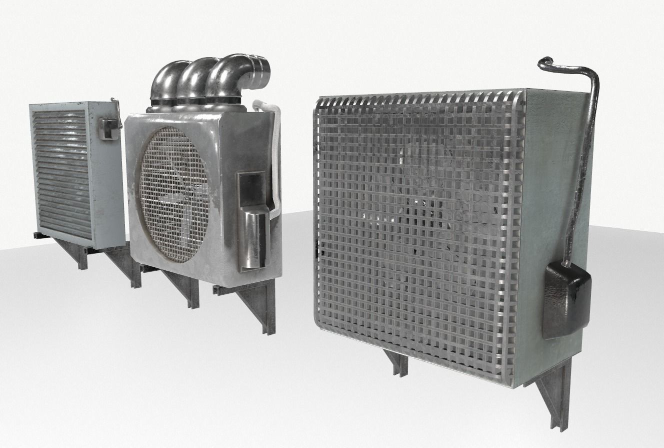 Industrial Exhaust Fans and vents pack Low-poly 3D model_6