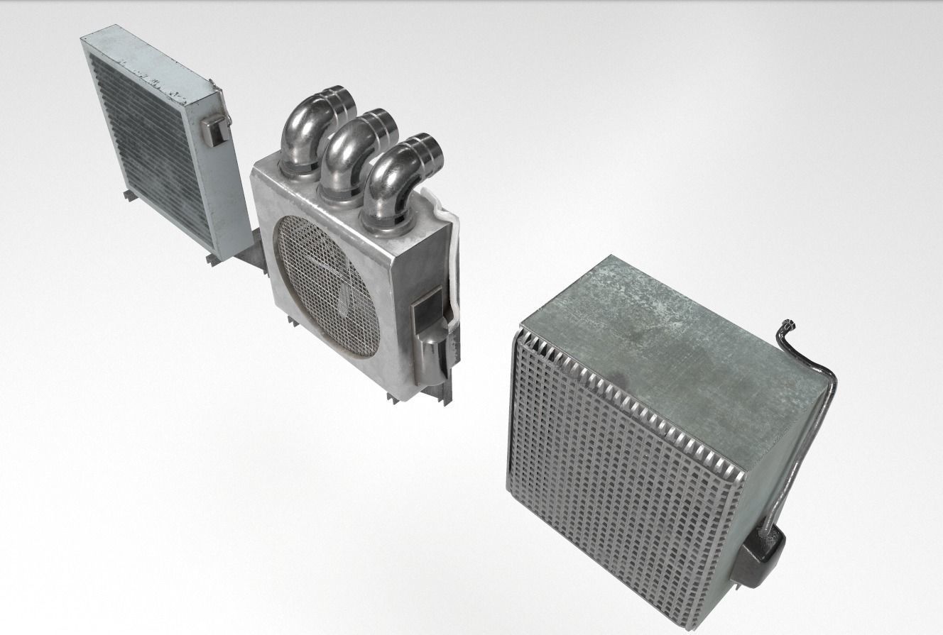 Industrial Exhaust Fans and vents pack Low-poly 3D model_8