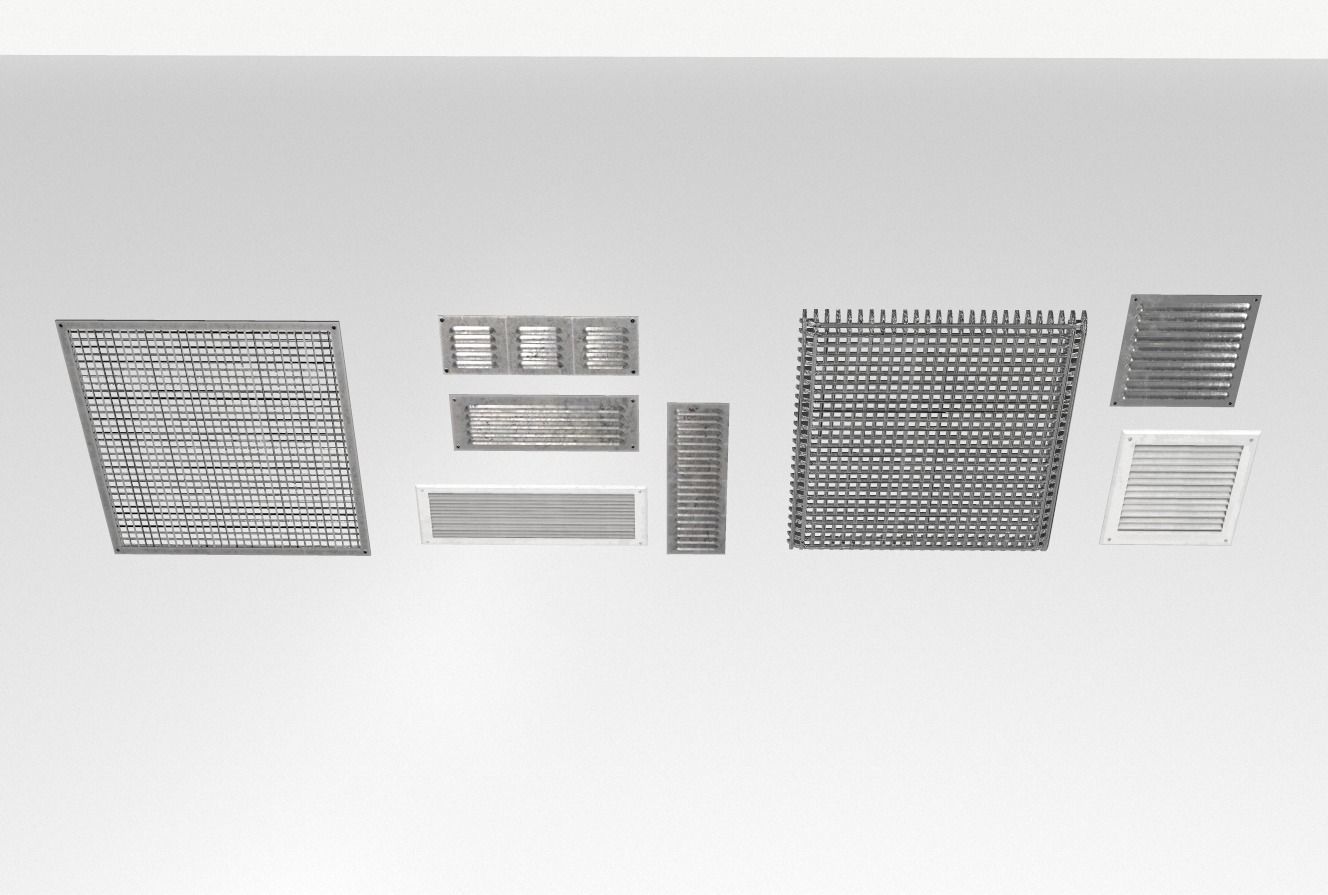 Industrial Exhaust Fans and vents pack Low-poly 3D model_13