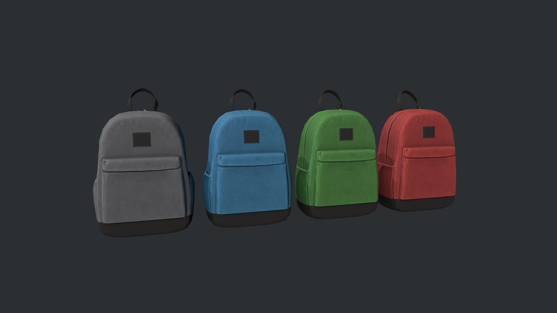 School Backpack - Color Variations  Low-poly 3D model_2