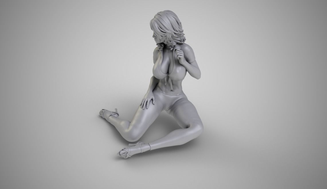 Woman Posing On Hood 3D print model_2